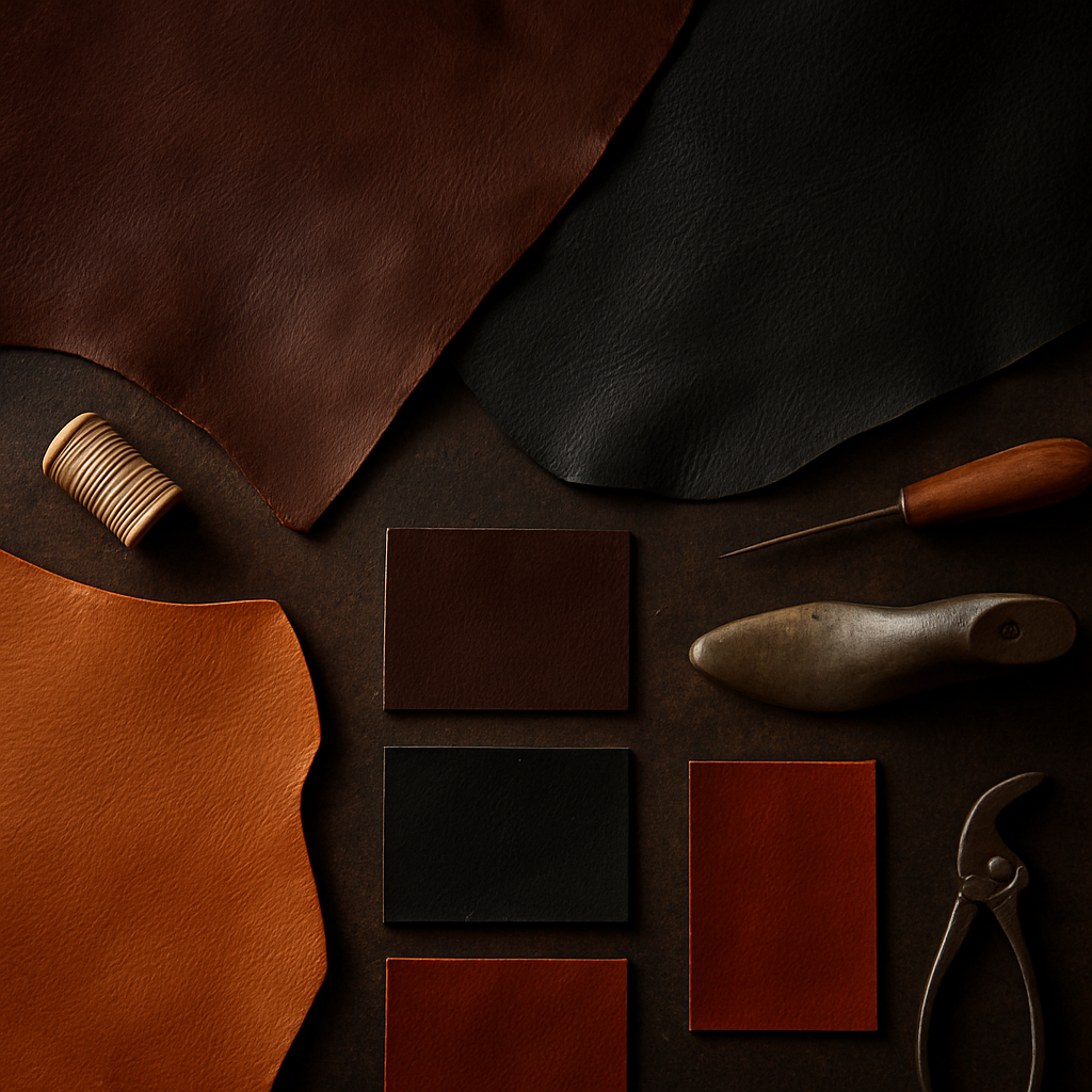 Premium leather hides and swatches