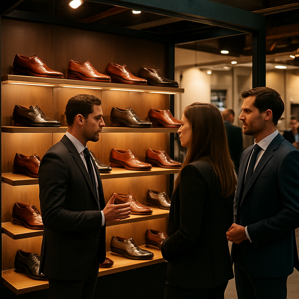 Noble Stride booth at a footwear trade show