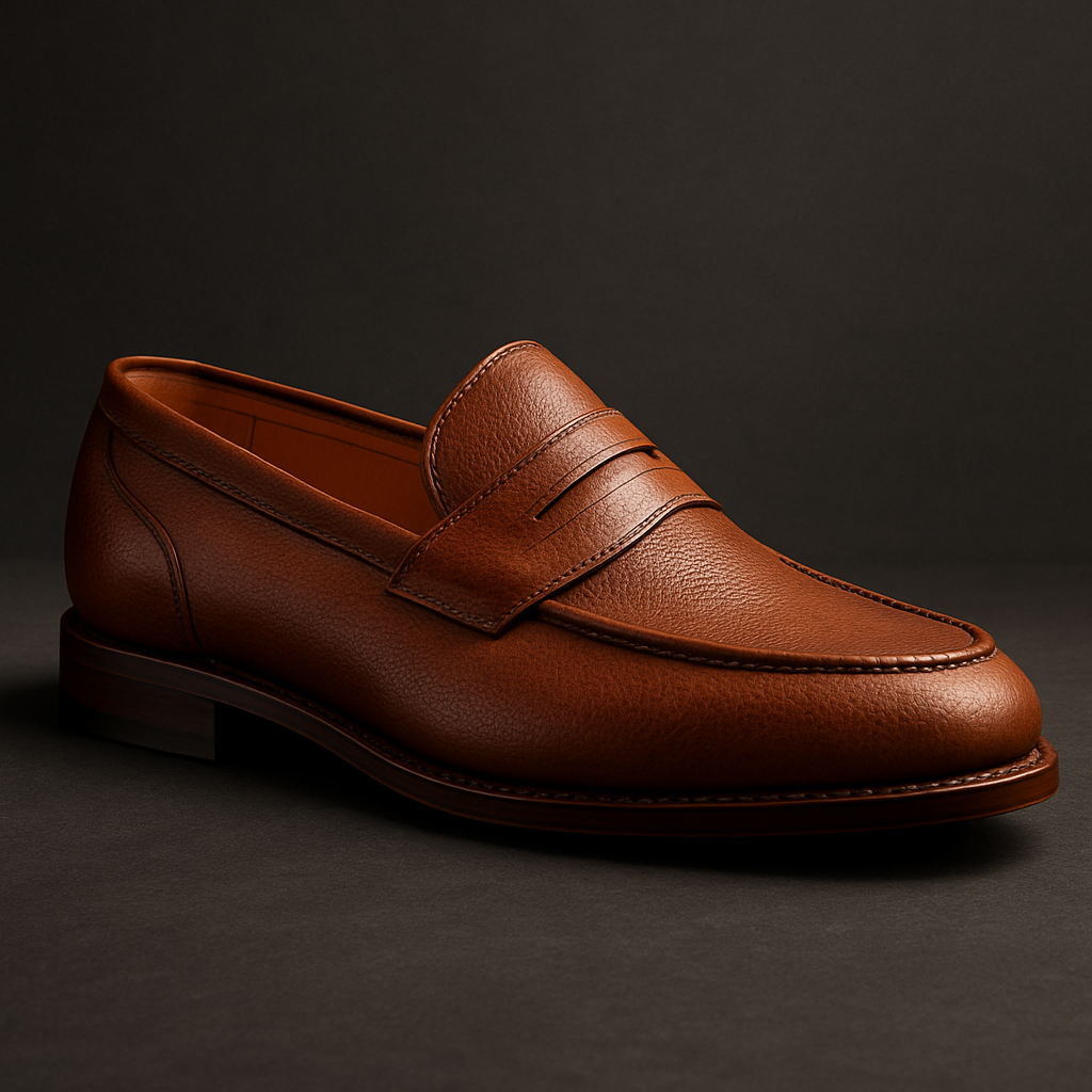 Tan leather penny loafer